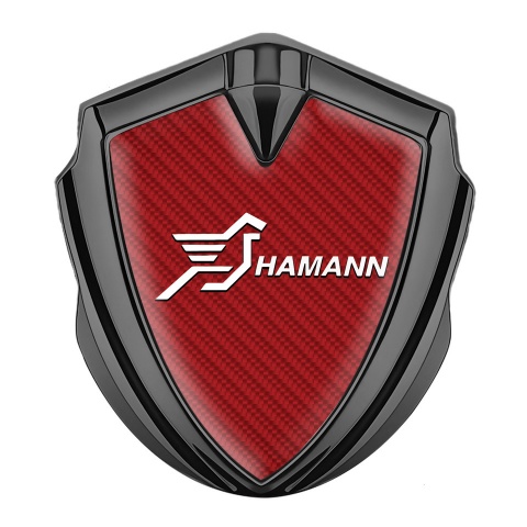 Hamann Metal Emblem Badge Graphite Red Carbon White Pegasus Logo