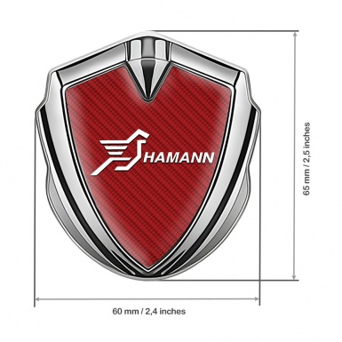 Hamann Metal Emblem Badge Silver Red Carbon White Pegasus Logo