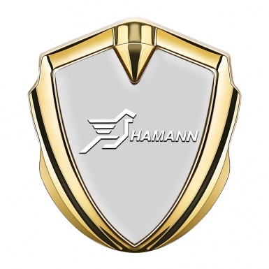 Hamann Domed Emblem Badge Gold Grey Base White Pegasus Logo