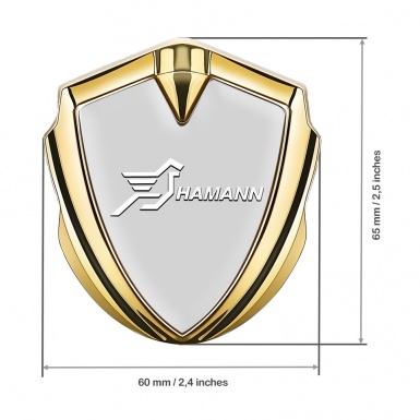 Hamann Domed Emblem Badge Gold Grey Base White Pegasus Logo