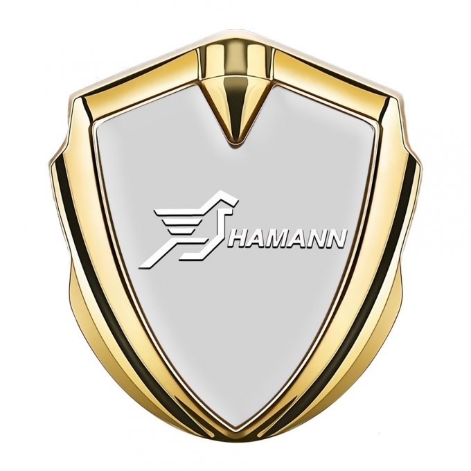 Hamann Domed Emblem Badge Gold Grey Base White Pegasus Logo