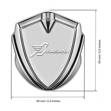 Hamann Domed Emblem Badge Silver Grey Base White Pegasus Logo