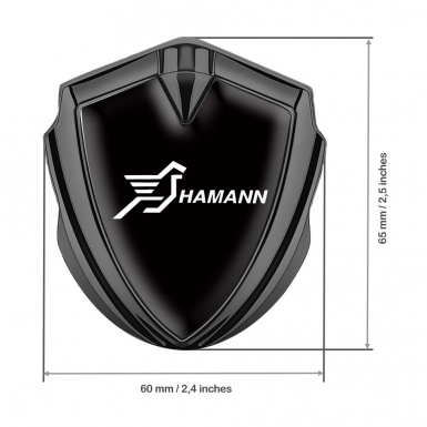 Hamann 3d Emblem Badge Graphite Black Base White Pegasus Logo