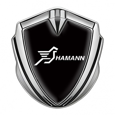 Hamann 3d Emblem Badge Silver Black Base White Pegasus Logo