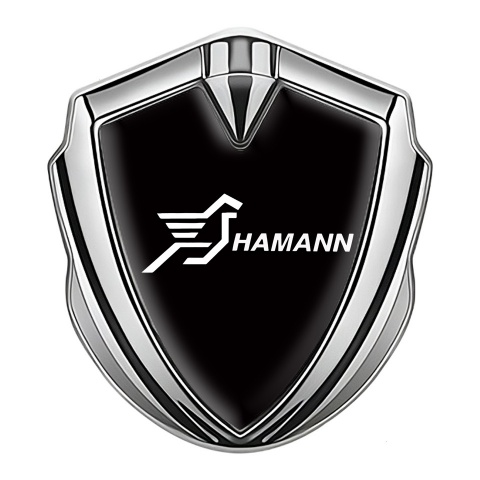Hamann 3d Emblem Badge Silver Black Base White Pegasus Logo