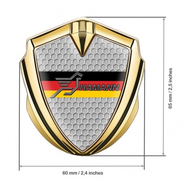 Hamann Emblem Badge Self Adhesive Gold Honeycomb Germany Flag Design