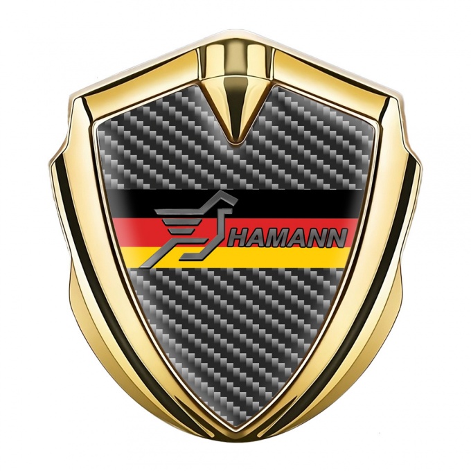 Hamann Fender Emblem Badge Gold Dark Carbon Germany Flag Design