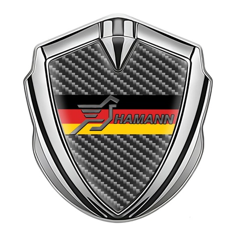 Hamann Fender Emblem Badge Silver Dark Carbon Germany Flag Design