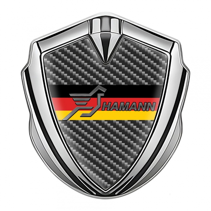 Hamann Fender Emblem Badge Silver Dark Carbon Germany Flag Design