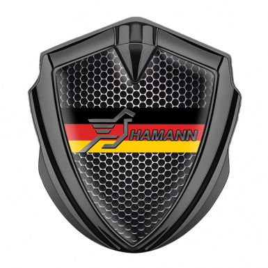 Hamann Domed Emblem Badge Graphite Steel Mesh Germany Flag Design