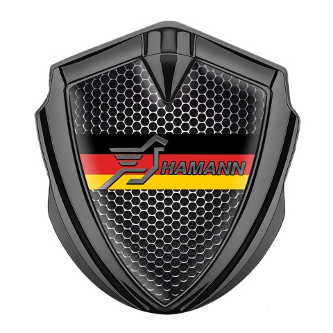 Hamann Domed Emblem Badge Graphite Steel Mesh Germany Flag Design