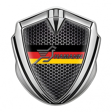 Hamann Domed Emblem Badge Silver Steel Mesh Germany Flag Design
