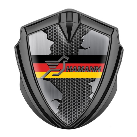 Hamann Domed Emblem Badge Graphite Ripped Metal Germany Flag Edition