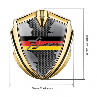 Hamann Domed Emblem Badge Gold Ripped Metal Germany Flag Edition