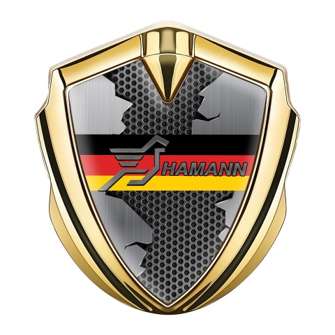 Hamann Domed Emblem Badge Gold Ripped Metal Germany Flag Edition