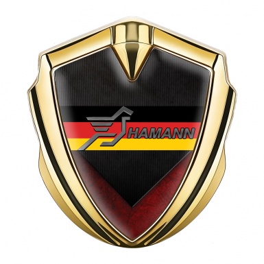 Hamann Metal Domed Emblem Gold Red Wings Germany Flag Edition