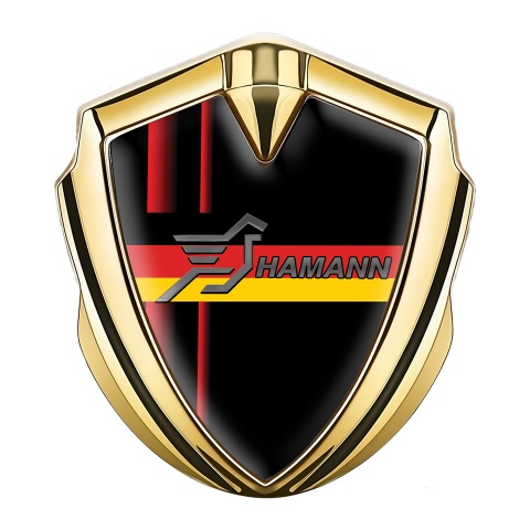 Hamann Emblem Fender Badge Gold Crimson Stripes Germany Flag Design