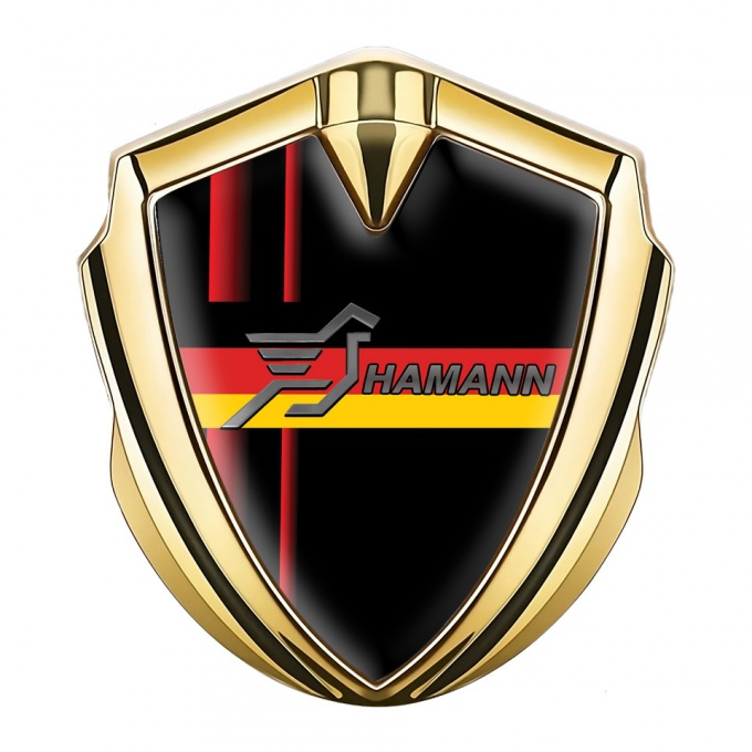 Hamann Emblem Fender Badge Gold Crimson Stripes Germany Flag Design