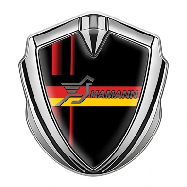 Hamann Emblem Fender Badge Silver Crimson Stripes Germany Flag Design