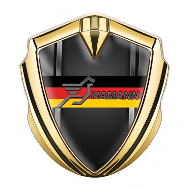 Hamann Emblem Trunk Badge Gold Metal Frame Germany Flag Edition