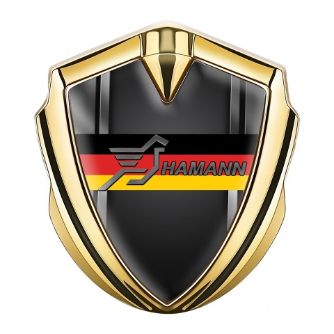 Hamann Emblem Trunk Badge Gold Metal Frame Germany Flag Edition