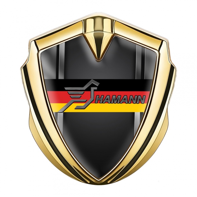 Hamann Emblem Trunk Badge Gold Metal Frame Germany Flag Edition