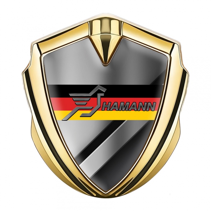 Hamann Emblem Self Adhesive Gold Polished Surface Germany Flag Edition