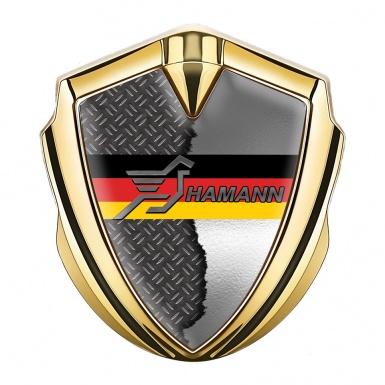 Hamann Emblem Metal Badge Gold Torn Treadplate Germany Flag Motif