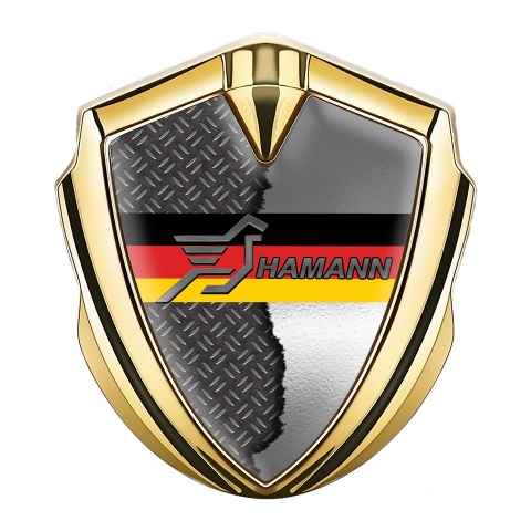 Hamann Emblem Metal Badge Gold Torn Treadplate Germany Flag Motif