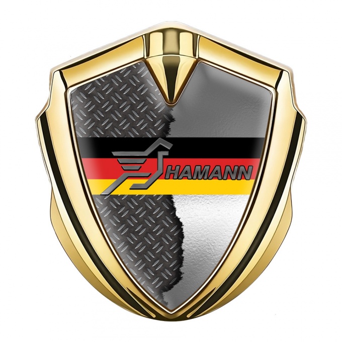 Hamann Emblem Metal Badge Gold Torn Treadplate Germany Flag Motif