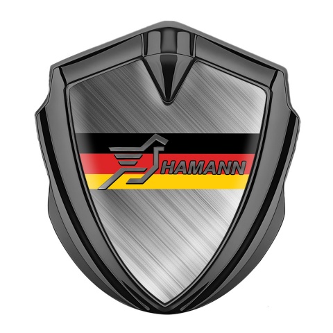 Hamann 3d Emblem Badge Graphite Brushed Steel Germany Flag Motif