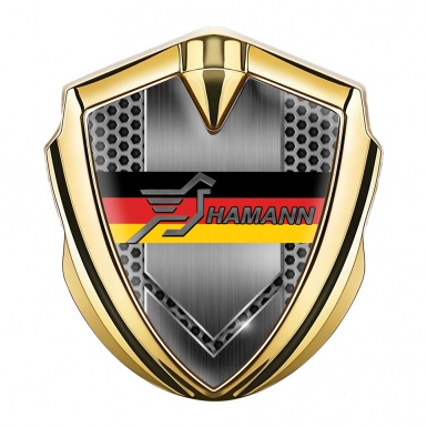 Hamann Emblem Car Badge Gold Grey Honeycomb Germany Tricolor Design