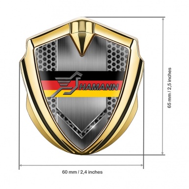 Hamann Emblem Car Badge Gold Grey Honeycomb Germany Tricolor Design