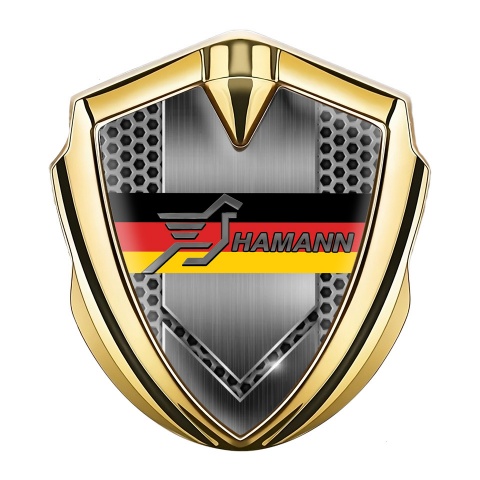 Hamann Emblem Car Badge Gold Grey Honeycomb Germany Tricolor Design
