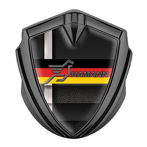 Hamann Metal Domed Emblem Graphite White Stripe Germany Tricolor
