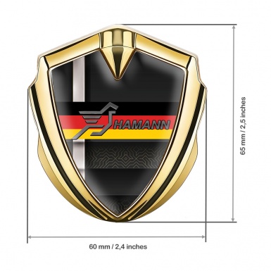 Hamann Metal Domed Emblem Gold White Stripe Germany Tricolor