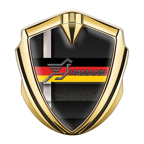 Hamann Metal Domed Emblem Gold White Stripe Germany Tricolor
