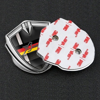 Hamann Metal Domed Emblem Silver White Stripe Germany Tricolor
