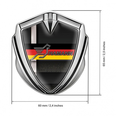 Hamann Metal Domed Emblem Silver White Stripe Germany Tricolor