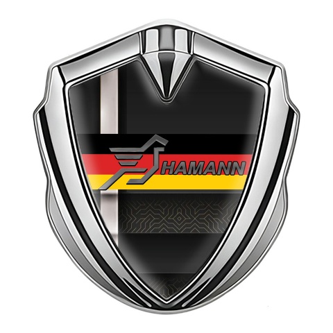 Hamann Metal Domed Emblem Silver White Stripe Germany Tricolor