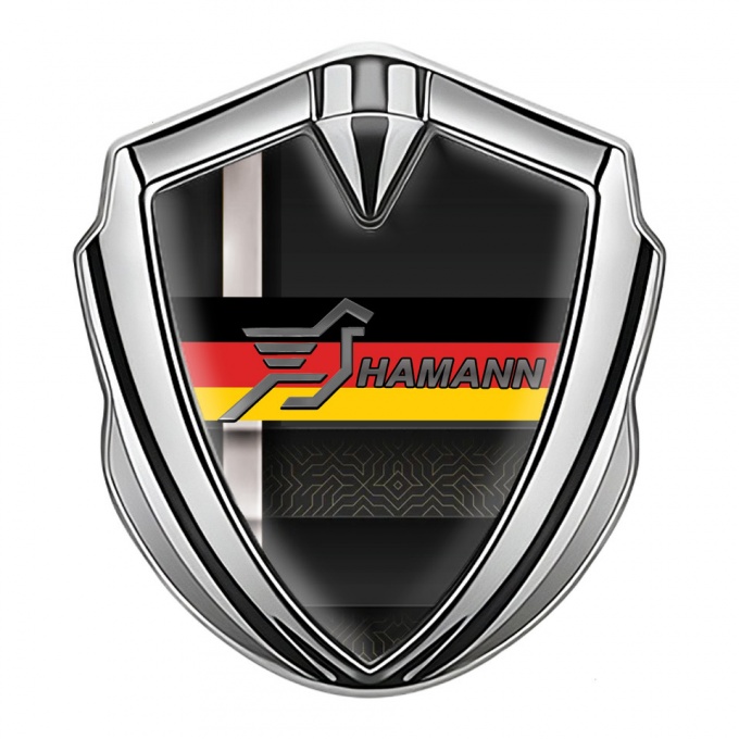 Hamann Metal Domed Emblem Silver White Stripe Germany Tricolor