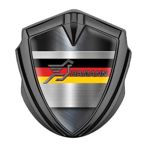 Hamann Badge Self Adhesive Graphite Brushed Steel Germany Tricolor Edition