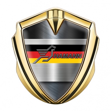 Hamann Badge Self Adhesive Gold Brushed Steel Germany Tricolor Edition