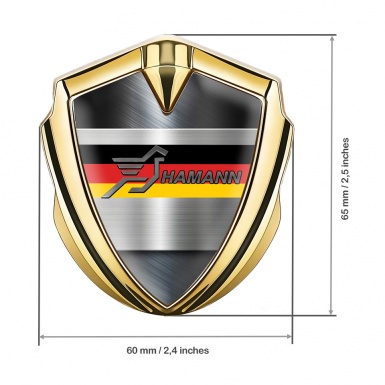 Hamann Badge Self Adhesive Gold Brushed Steel Germany Tricolor Edition