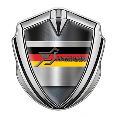 Hamann Badge Self Adhesive Silver Brushed Steel Germany Tricolor Edition