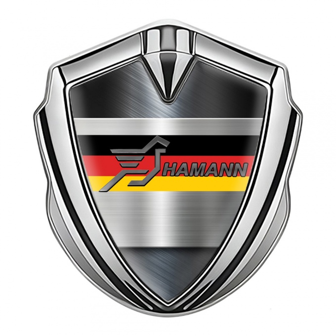 Hamann Badge Self Adhesive Silver Brushed Steel Germany Tricolor Edition