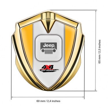 Jeep Metal Emblem Self Adhesive Gold Yellow Frame Offroad Edition