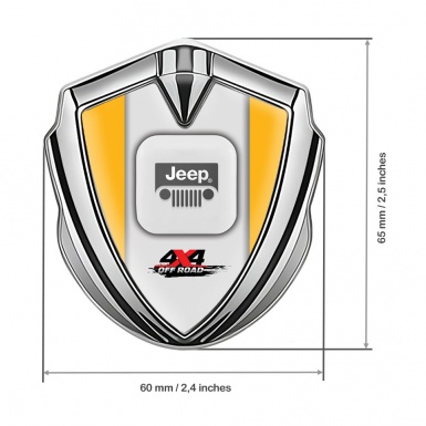 Jeep Metal Emblem Self Adhesive Silver Yellow Frame Offroad Edition