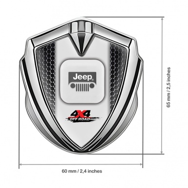 Jeep Emblem Trunk Badge Silver Dark Mesh Frame Offroad Edition