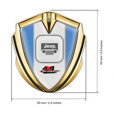 Jeep Emblem Self Adhesive Gold Glacial Blue Frame Offroad Edition
